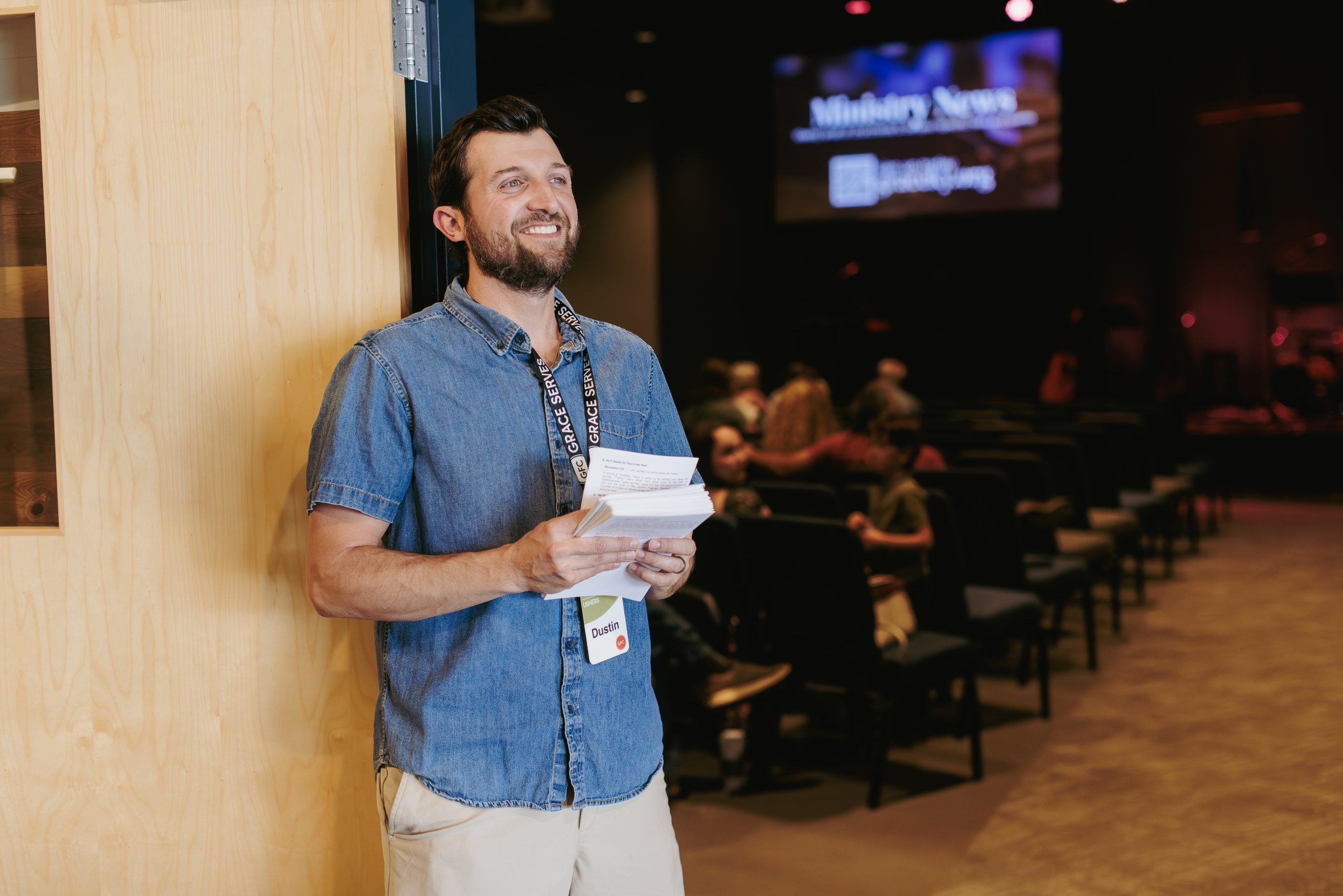 Grace Fellowship member welcoming guests